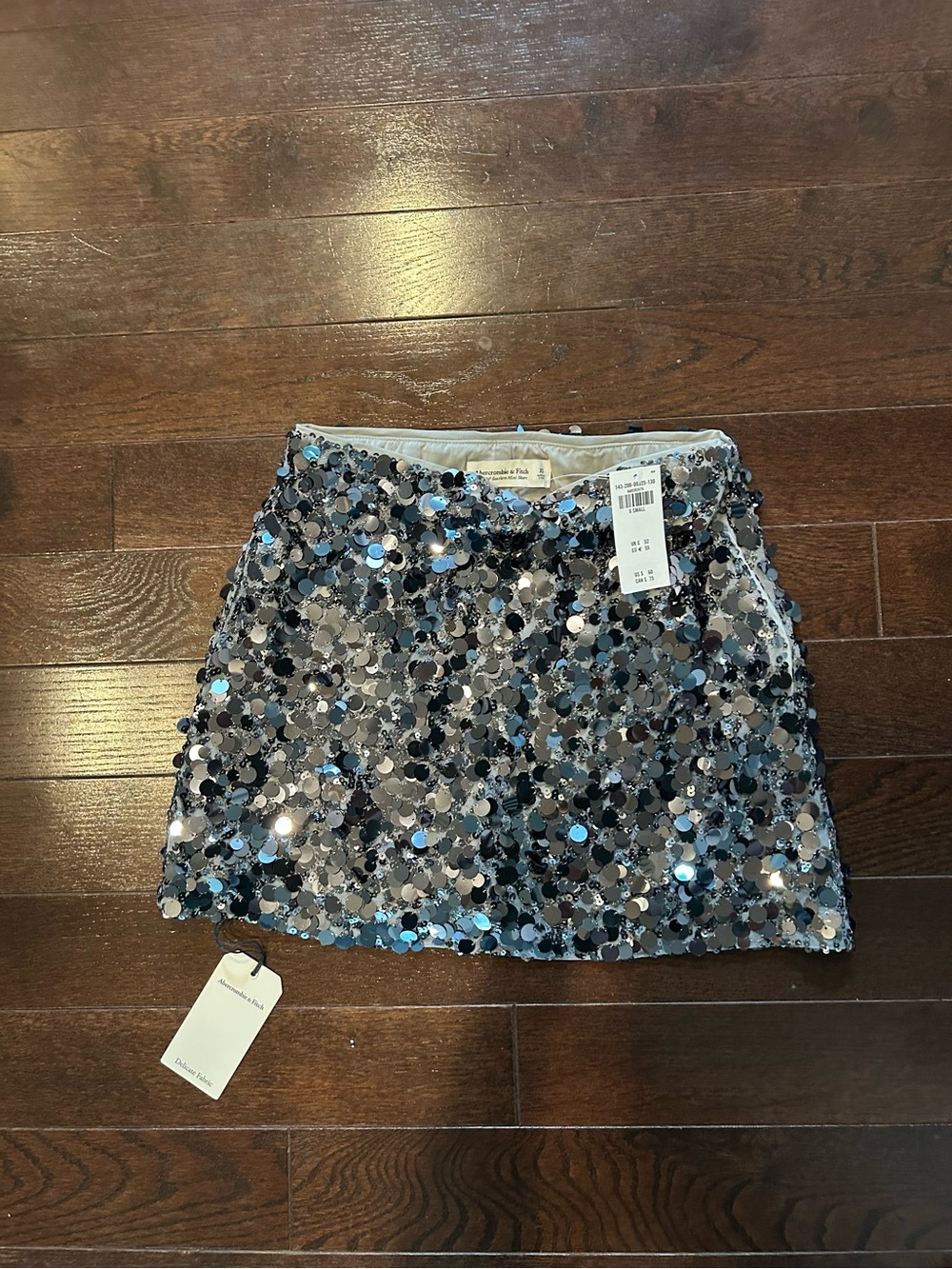 Abercrombie & Fitch Silver and Blue Sequined Mini Skirt